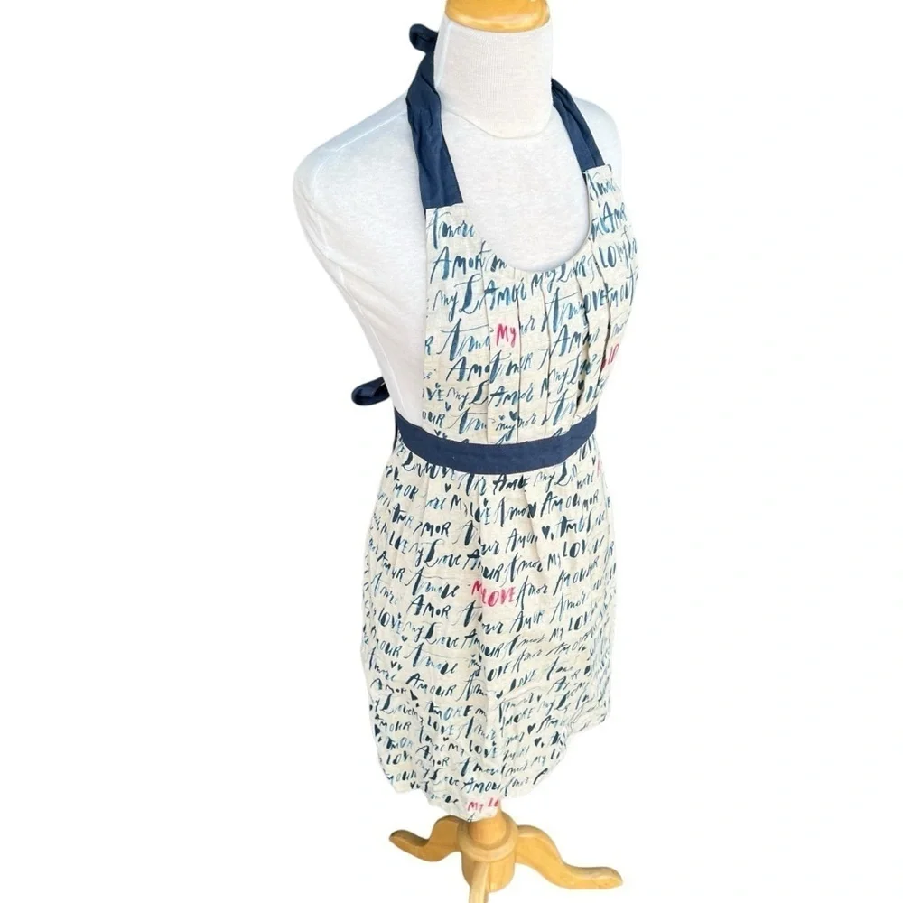 Anthropologie Linea Carta Language of Love Pleated Apron Cotton Linen Amour NWT